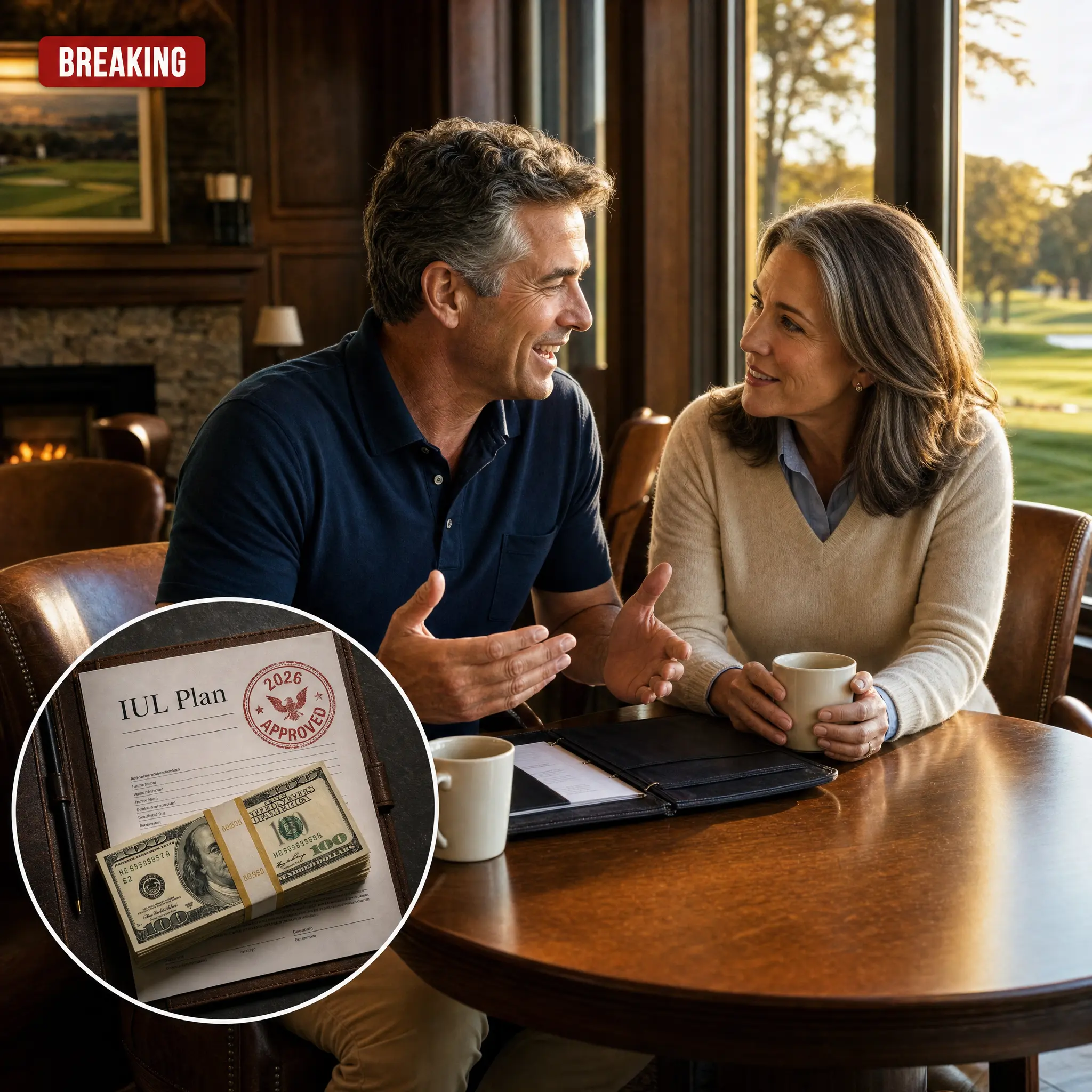 Couple reviewing financial documents at kitchen table
