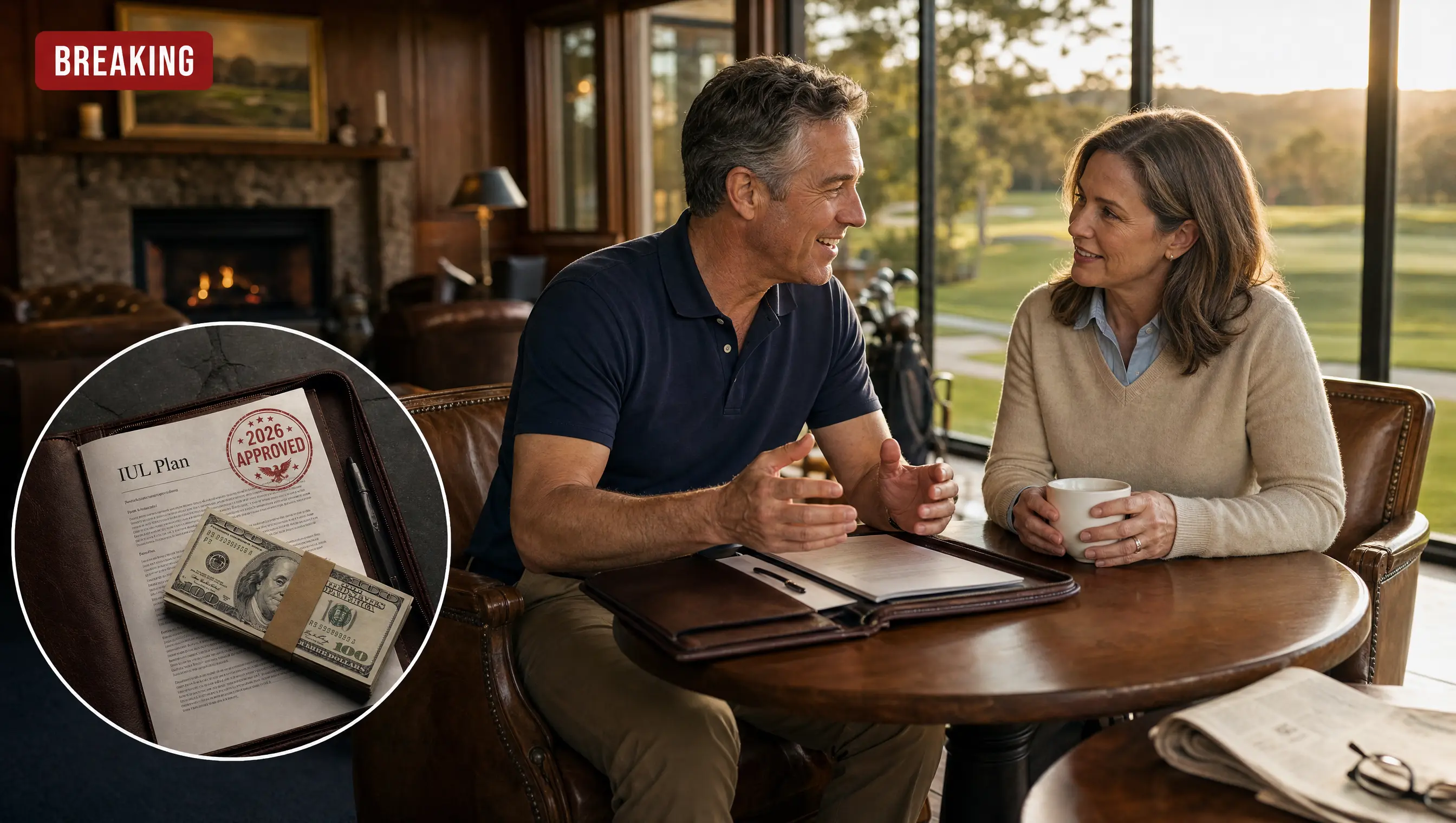 Couple reviewing financial documents at kitchen table